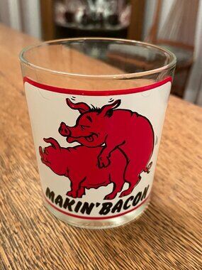 Vintage "Makin' Bacon" Novelty Whiskey Cocktail Glass 10 ounces*